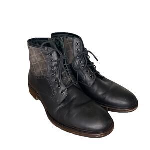 Johnson & Murphy Men’s 8.5 Boot Leather Black Lace Up Zip Quilted Suede Ankle